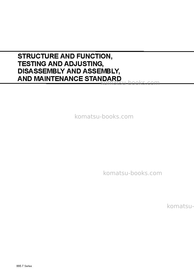 Komatsu 88e-7 seriesjpn Repair & maintenance cover Page 5