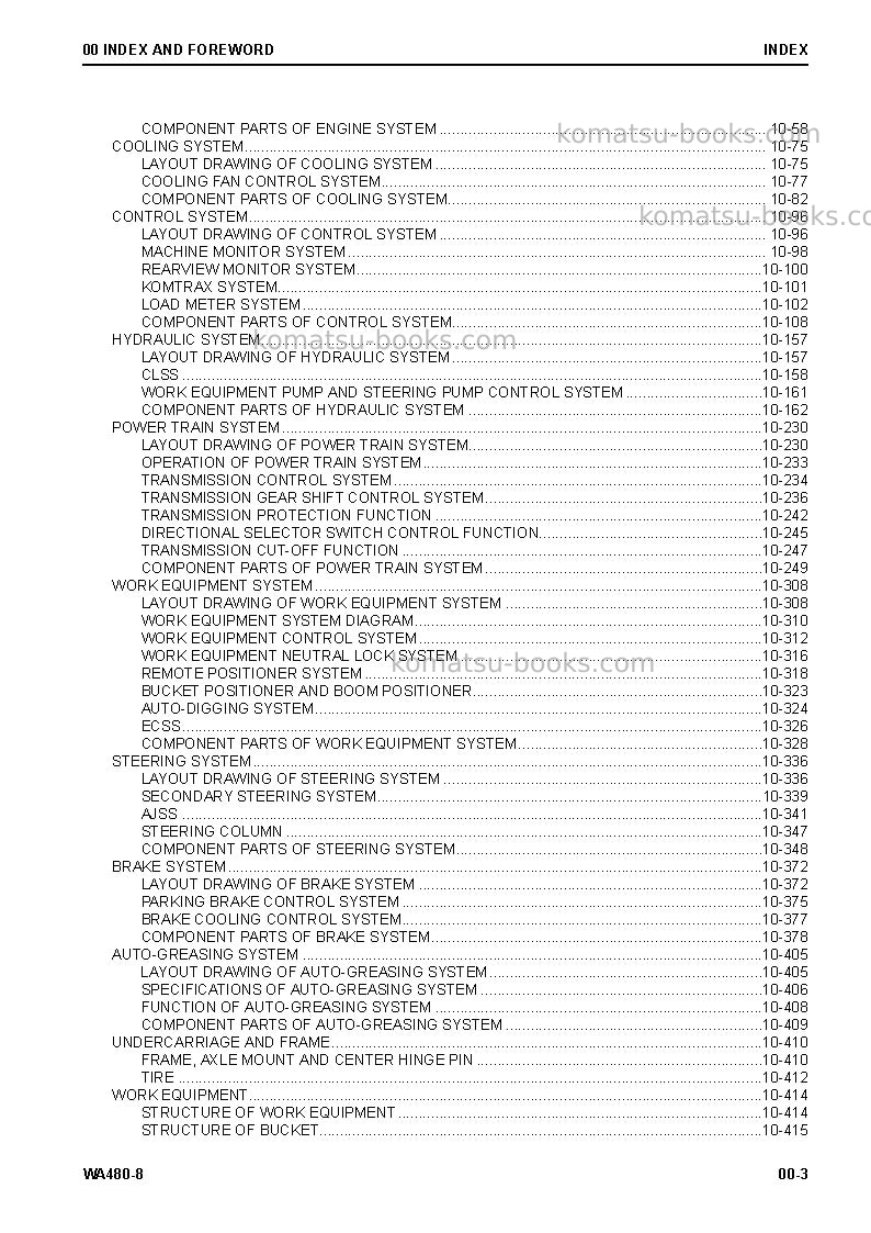 Komatsu wa480-8jpn Repair & maintenance cover Page 5 Komatsu wa480-8jpn Repair & maintenance cover Page 5