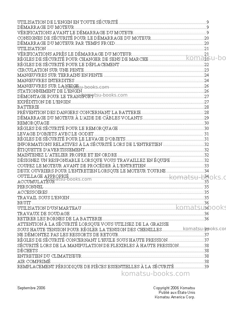 Komatsu pc200-7jpn Manuel d'utilisation couverture Page 5