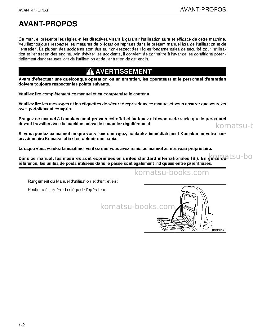Komatsu pc40mrx-1jpn Manuel d'utilisation couverture Page 5 Komatsu pc40mrx-1jpn Manuel d'utilisation couverture Page 5