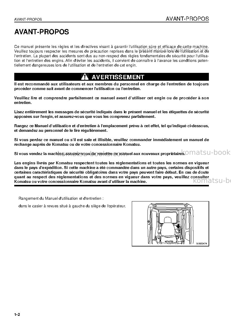 Komatsu pc600-7jpn Manuel d'utilisation couverture Page 5 Komatsu pc600-7jpn Manuel d'utilisation couverture Page 5