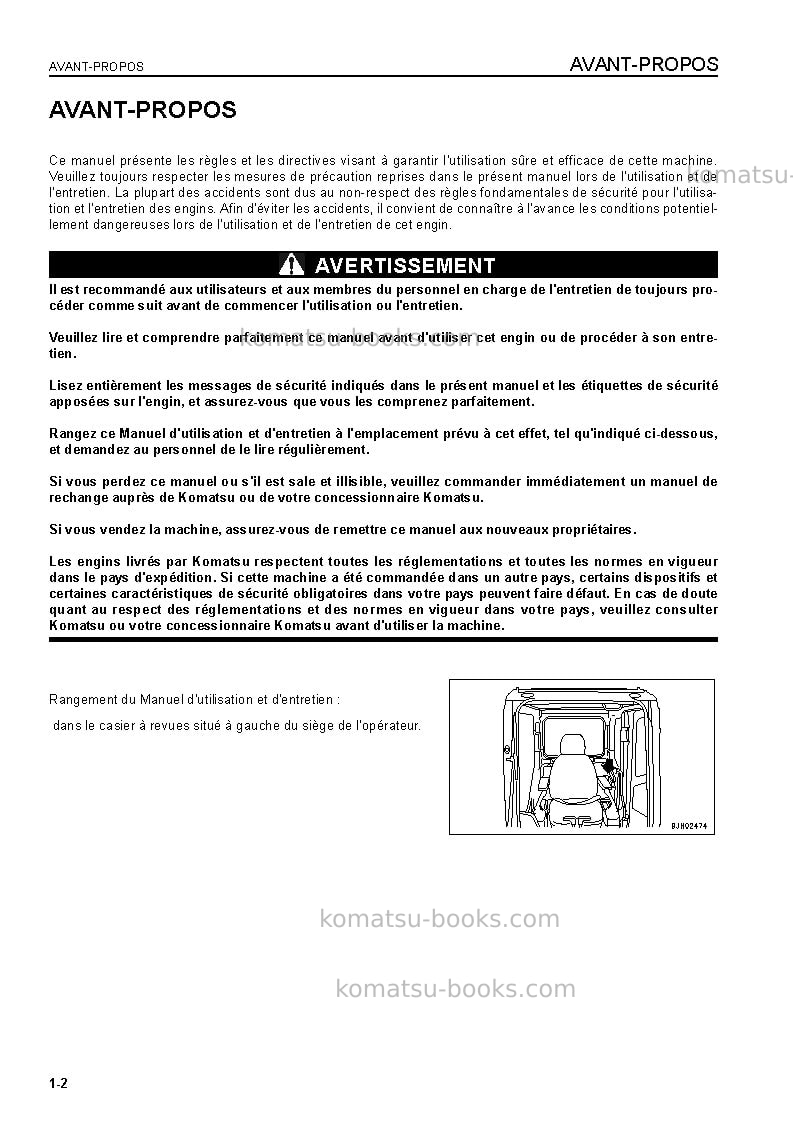 Komatsu pc400-7jpn Manuel d'utilisation couverture Page 5 Komatsu pc400-7jpn Manuel d'utilisation couverture Page 5
