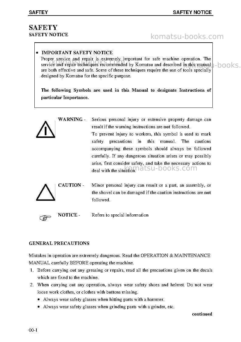 Komatsu pc5500-6deu-electric motor Repair & maintenance cover Page 5