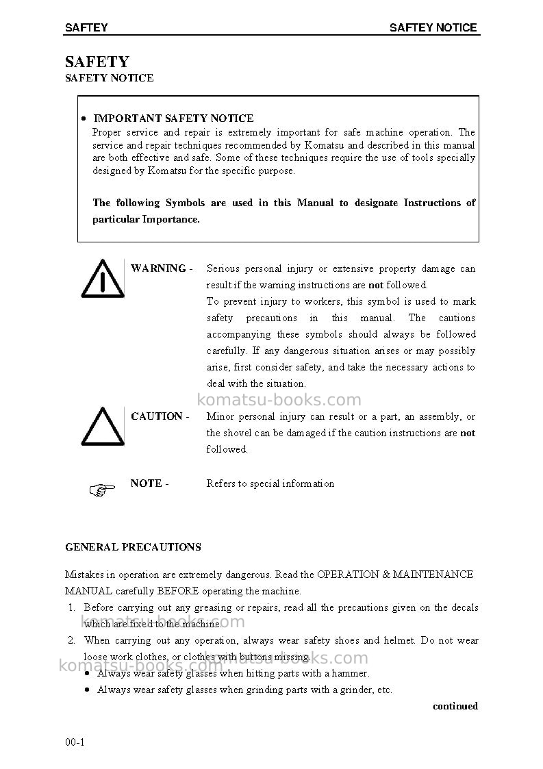 Komatsu pc5500-6deu Repair & maintenance cover Page 5 Komatsu pc5500-6deu Repair & maintenance cover Page 5