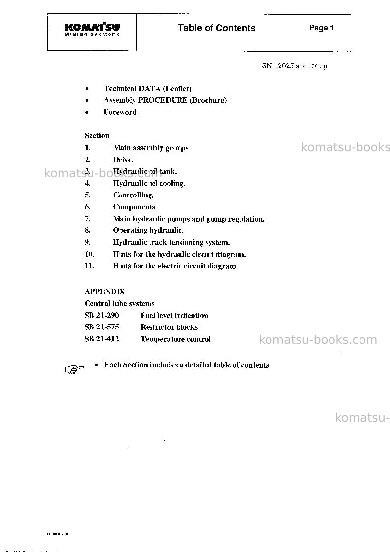 Komatsu pc8000-1deu-diesel Repair & maintenance cover Page 5