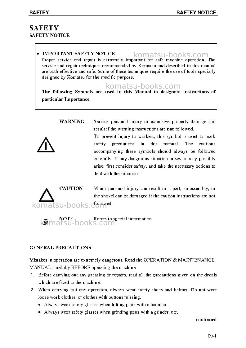 Komatsu pc8000-6deu-electric motor Repair & maintenance cover Page 5