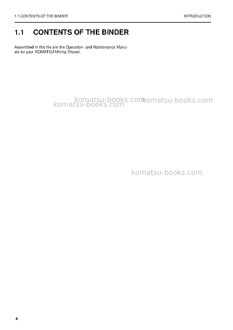 Komatsu pc4000-6deu Repair & maintenance cover Page 5 Komatsu pc4000-6deu Repair & maintenance cover Page 5