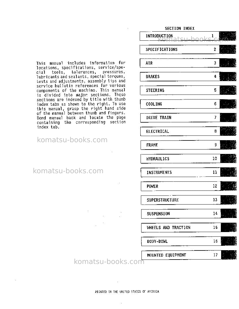 Komatsu 555 Repair & maintenance cover Page 5