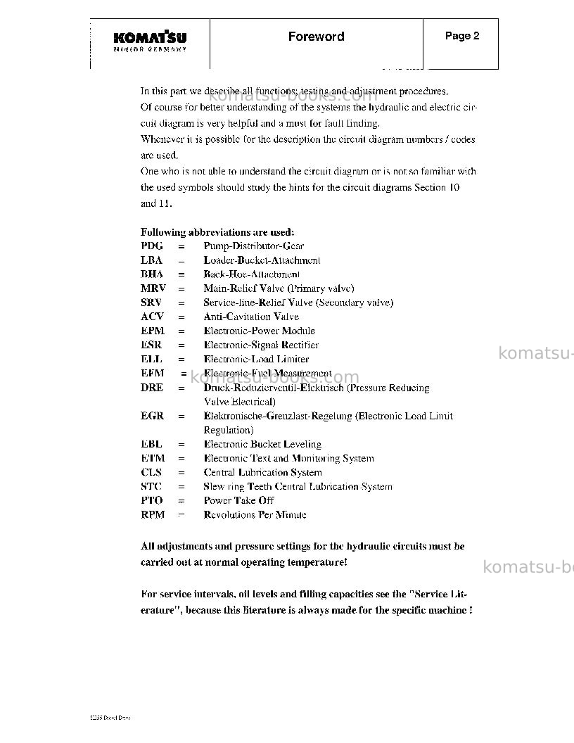 Komatsu pc3000-1deu Repair & maintenance cover Page 5