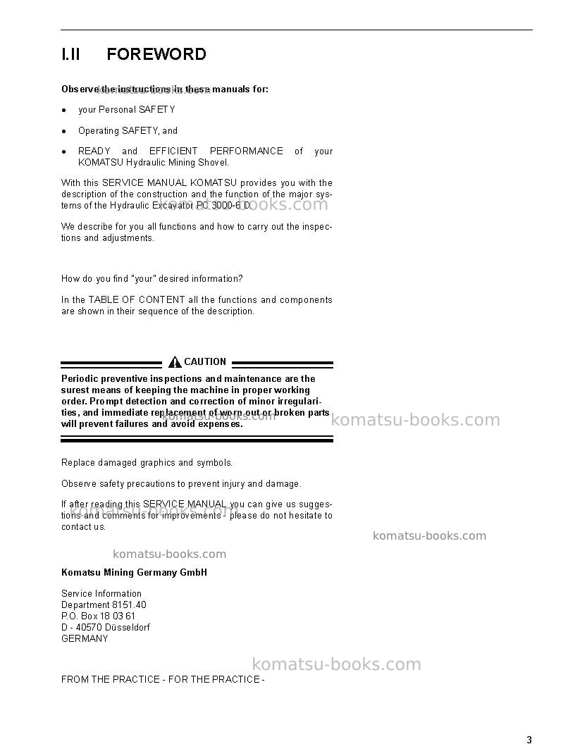 Komatsu pc3000-6deu Repair & maintenance cover Page 5
