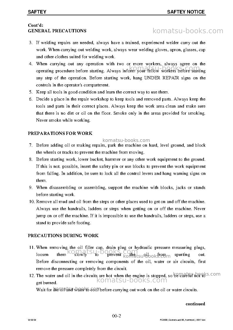 Komatsu pc5500-6deu Repair & maintenance cover Page 5 Komatsu pc5500-6deu Repair & maintenance cover Page 5