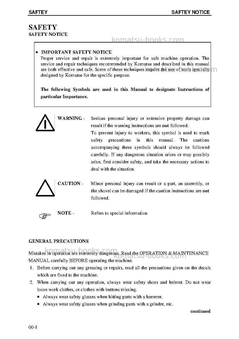 Komatsu pc5500-6deu Repair & maintenance cover Page 5 Komatsu pc5500-6deu Repair & maintenance cover Page 5