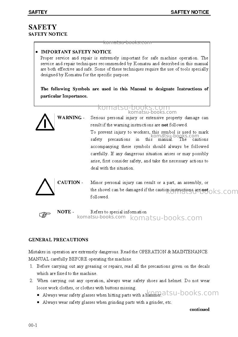 Komatsu pc5500-6deu Repair & maintenance cover Page 5 Komatsu pc5500-6deu Repair & maintenance cover Page 5