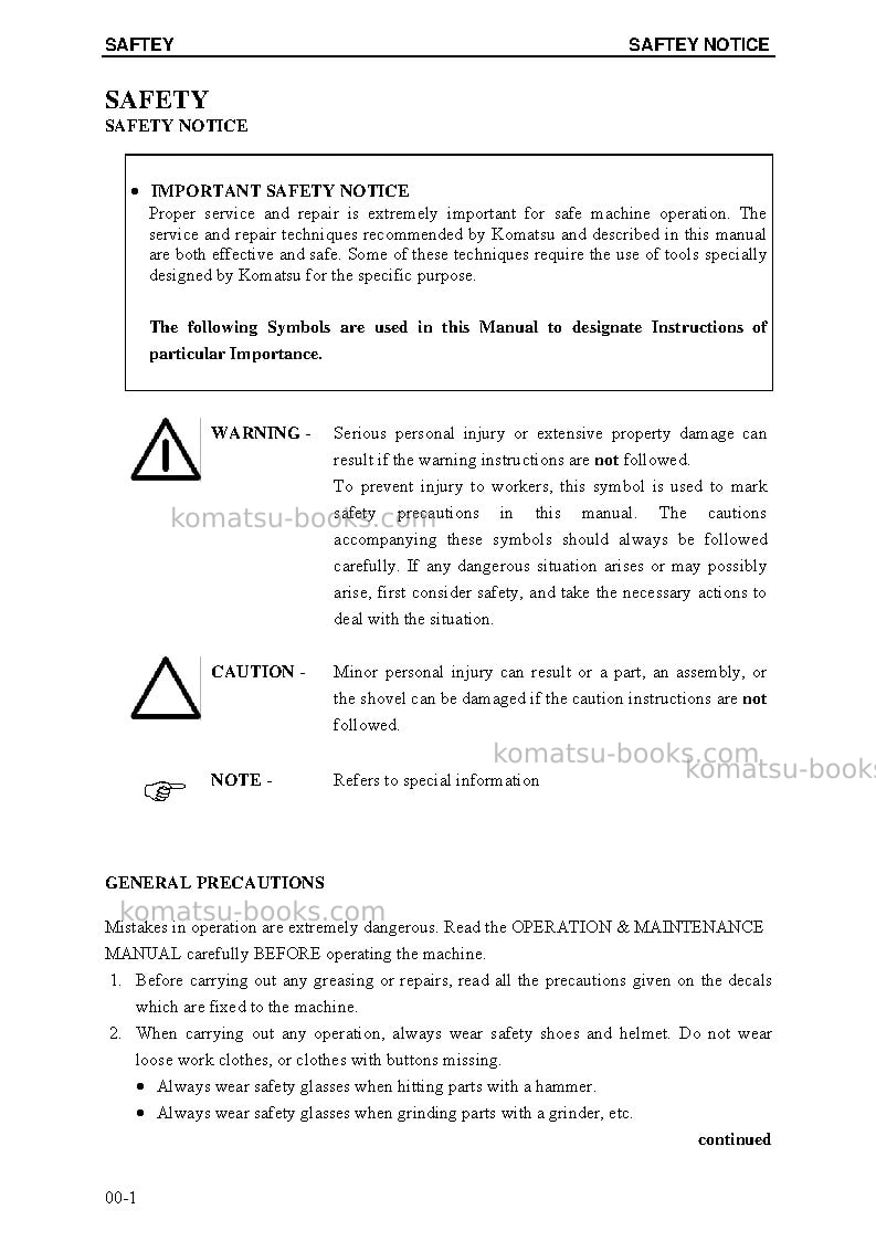 Komatsu pc5500-6deu Repair & maintenance cover Page 5 Komatsu pc5500-6deu Repair & maintenance cover Page 5