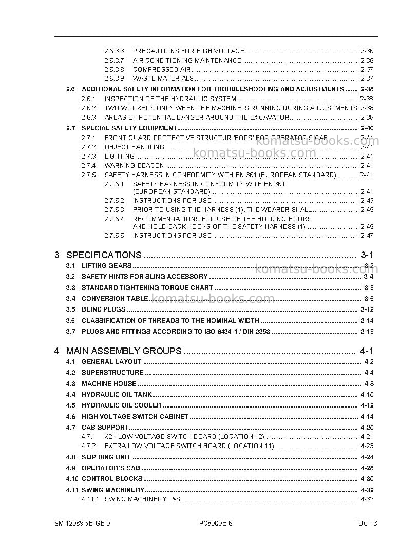 Komatsu pc8000e-6deu Repair & maintenance cover Page 5