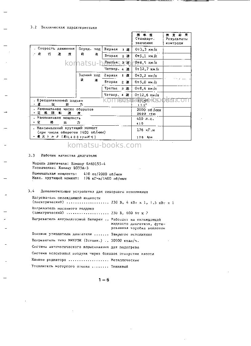 Komatsu d355a-3jpn--50c degree Руководство по эксплуатации обложка Страница 5 Komatsu d355a-3jpn--50c degree Руководство по эксплуатации обложка Страница 5