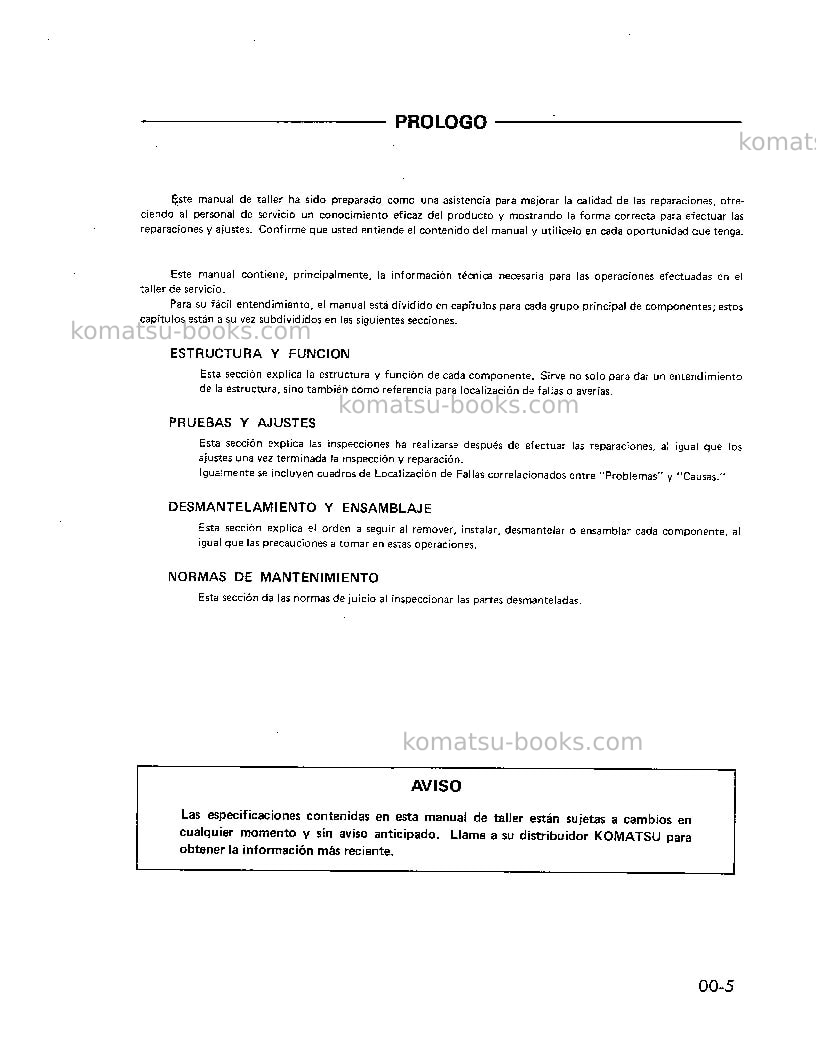 Komatsu wd420-1jpn Reparación y mantenimiento cover Page 5