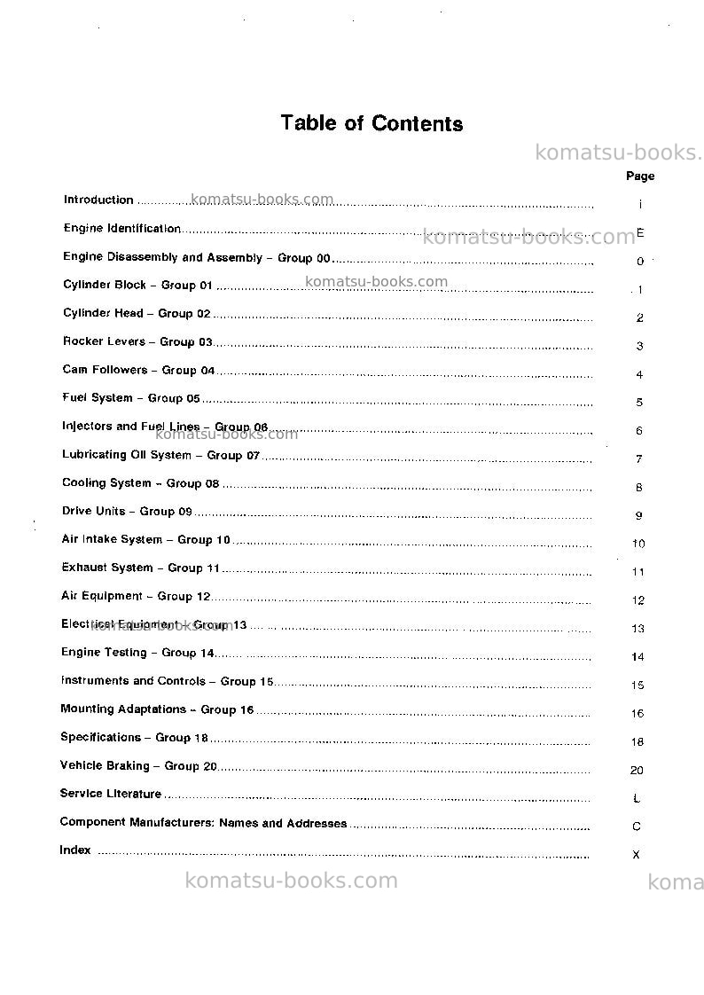 Komatsu cummins-bdeu Repair & maintenance cover Page 5 Komatsu cummins-bdeu Repair & maintenance cover Page 5
