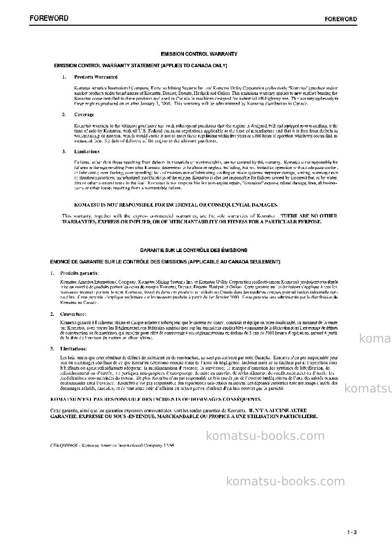 Komatsu pc400-7jpn-7-segment- monitor Operation manual cover Page 5 Komatsu pc400-7jpn-7-segment- monitor Operation manual cover Page 5