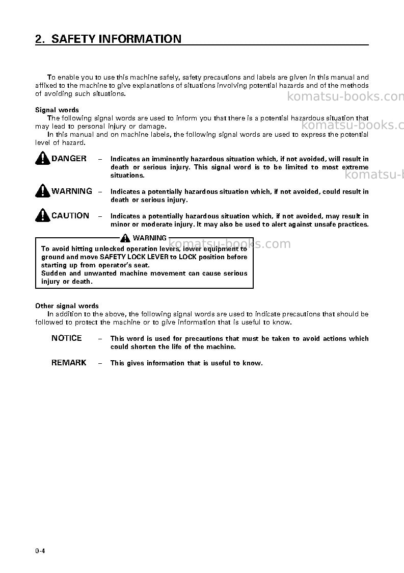 Komatsu wa1200-3jpn Operation manual cover Page 5