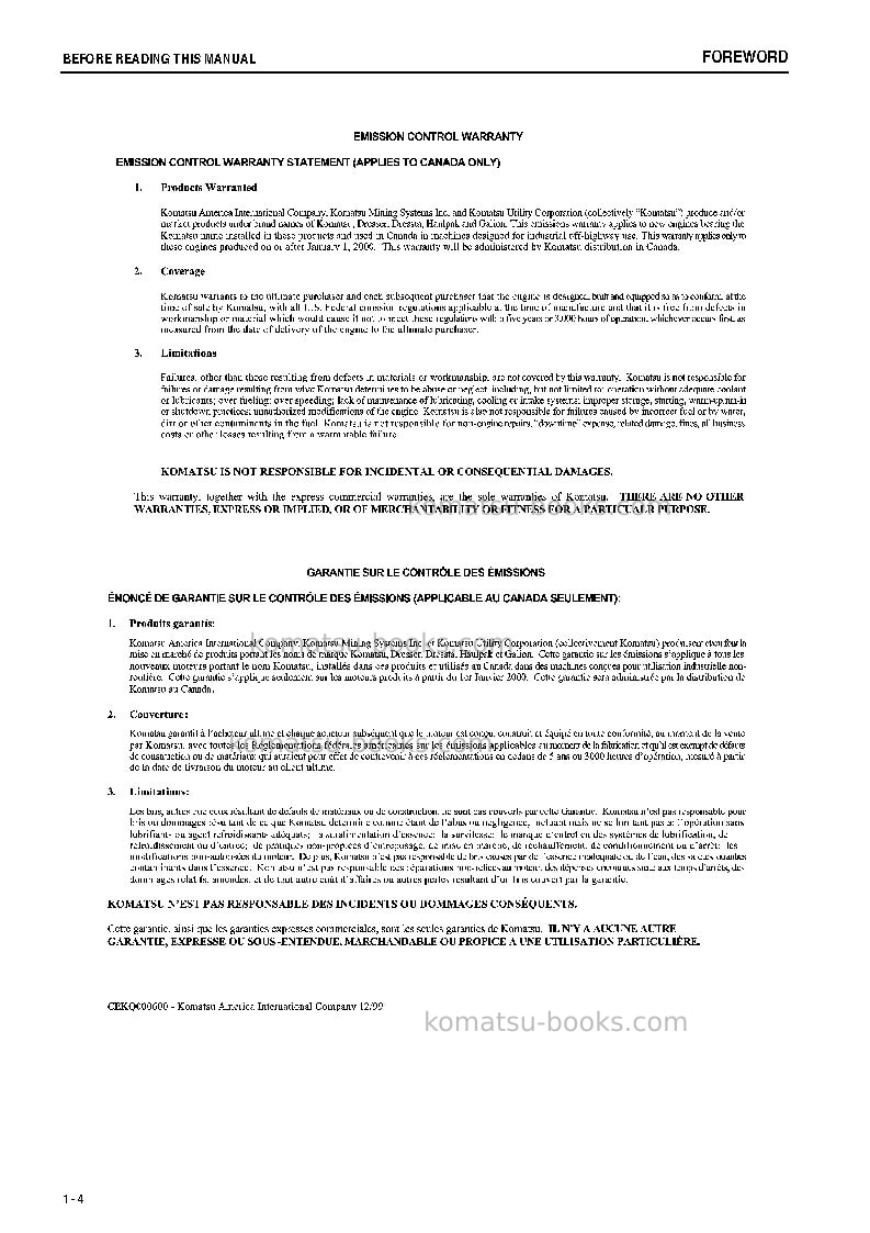 Komatsu d65wx-15jpn-e0, power angle tilt Operation manual cover Page 5 Komatsu d65wx-15jpn-e0, power angle tilt Operation manual cover Page 5