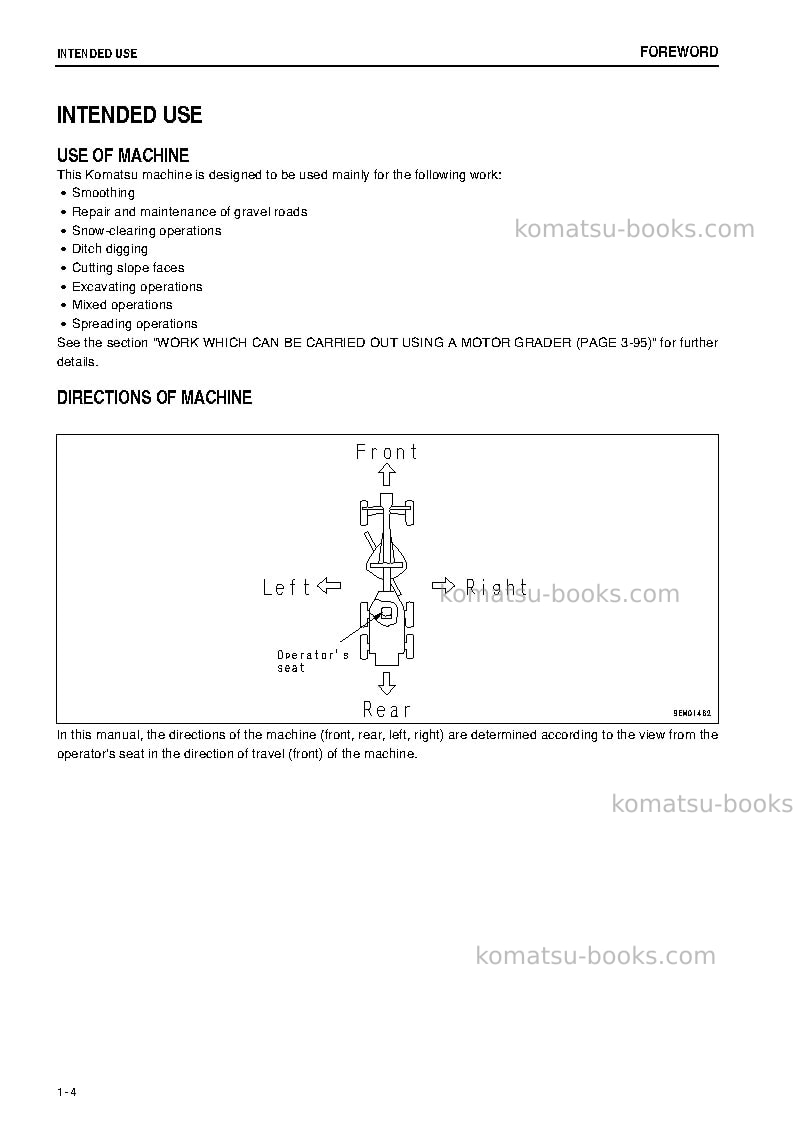 Komatsu gd655-3jpn-e0 Operation manual cover Page 5 Komatsu gd655-3jpn-e0 Operation manual cover Page 5