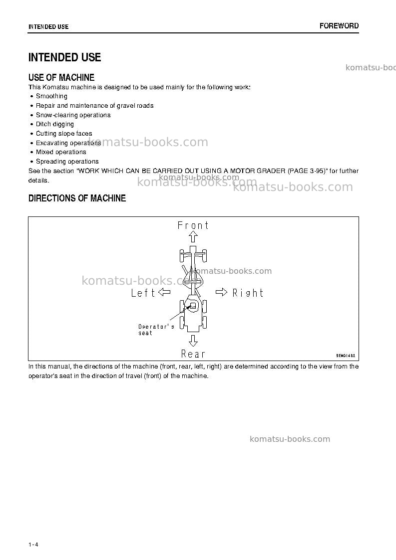 Komatsu gd675-3jpn-e0 Operation manual cover Page 5 Komatsu gd675-3jpn-e0 Operation manual cover Page 5