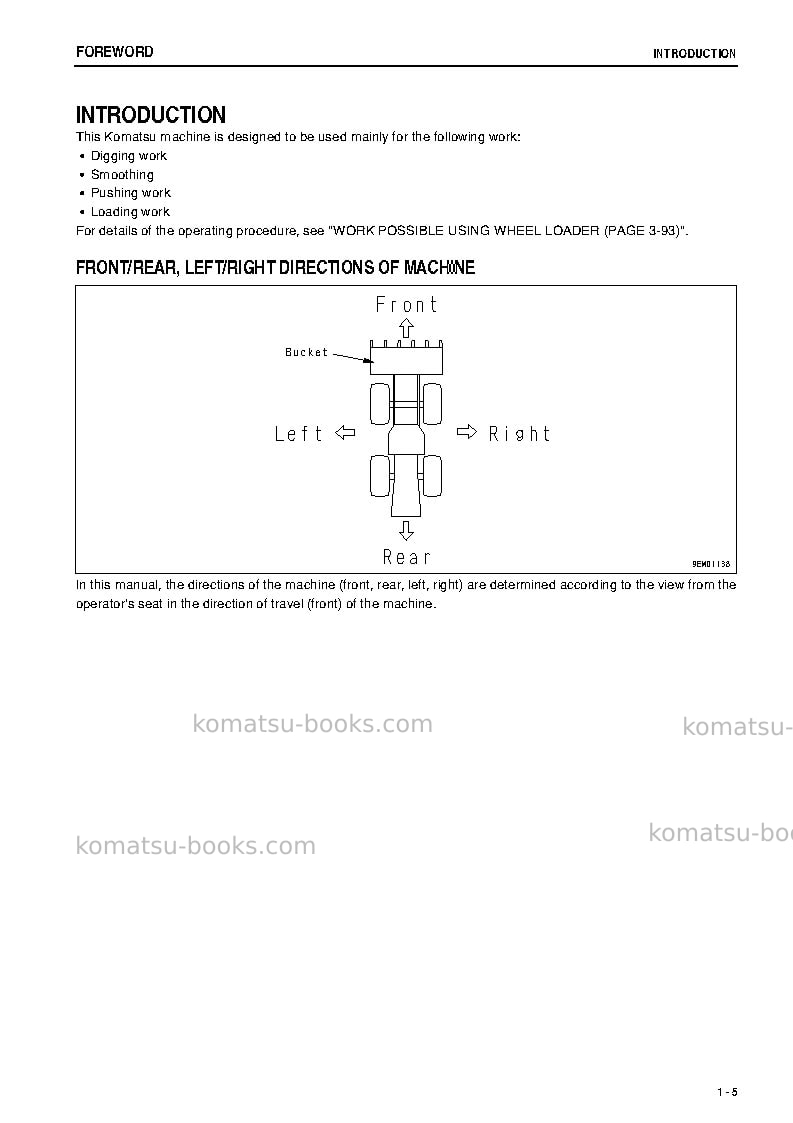 Komatsu wa150l-5jpn Operation manual cover Page 5 Komatsu wa150l-5jpn Operation manual cover Page 5