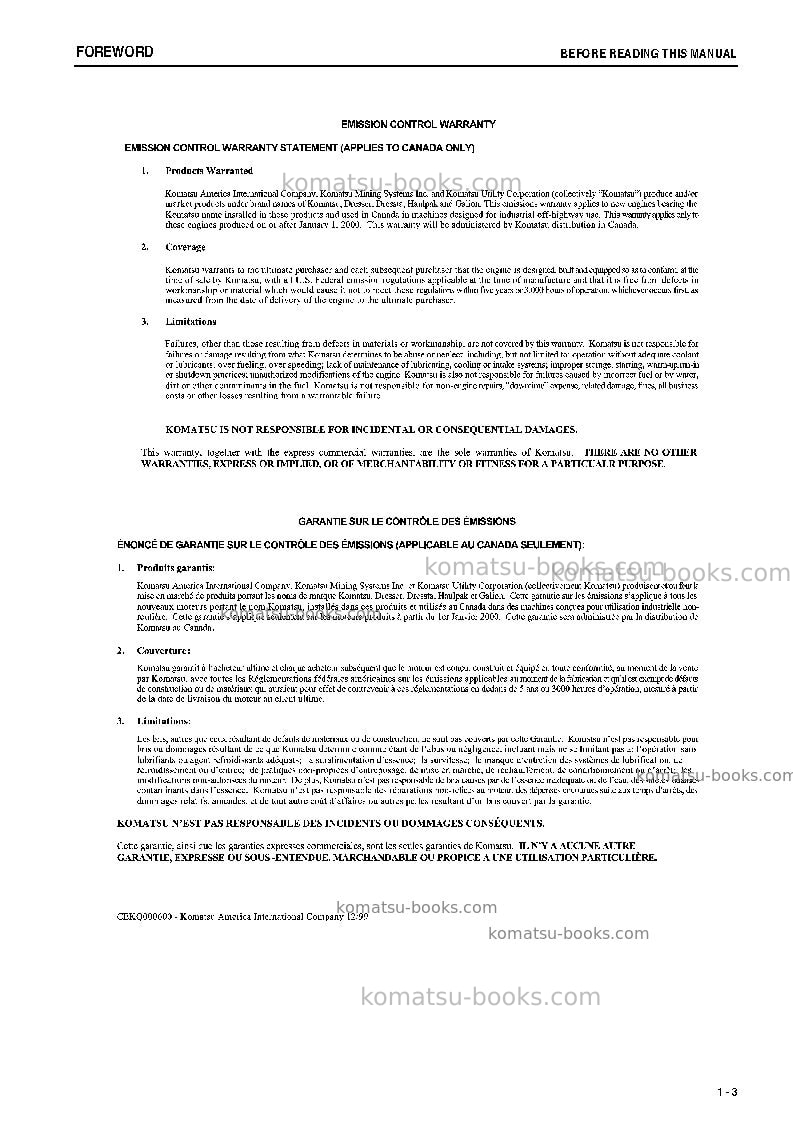 Komatsu wa600-6jpn Operation manual cover Page 5 Komatsu wa600-6jpn Operation manual cover Page 5