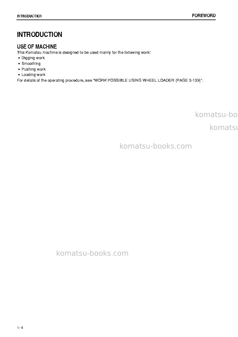 Komatsu wa470-6jpn Operation manual cover Page 5 Komatsu wa470-6jpn Operation manual cover Page 5