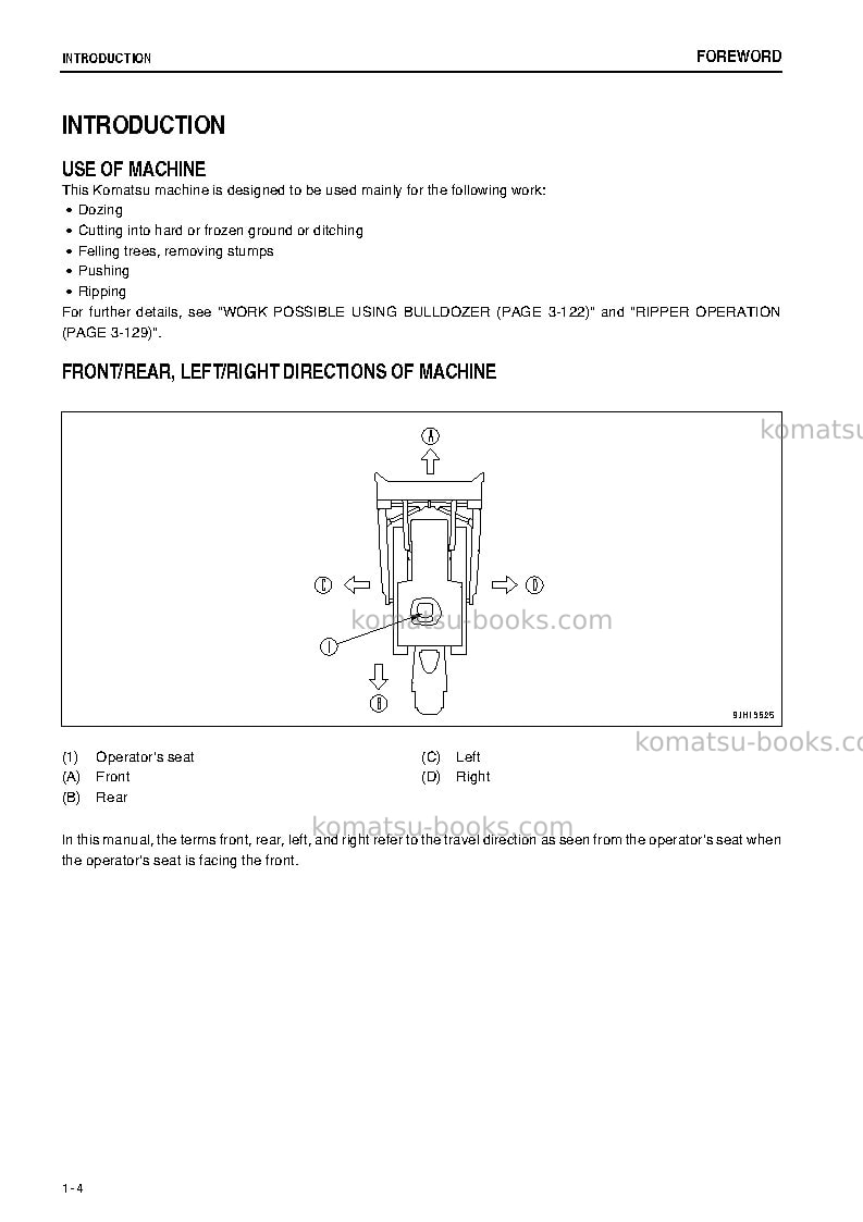 Komatsu d375a-5jpn-e0, one-way steering lever Operation manual cover Page 5