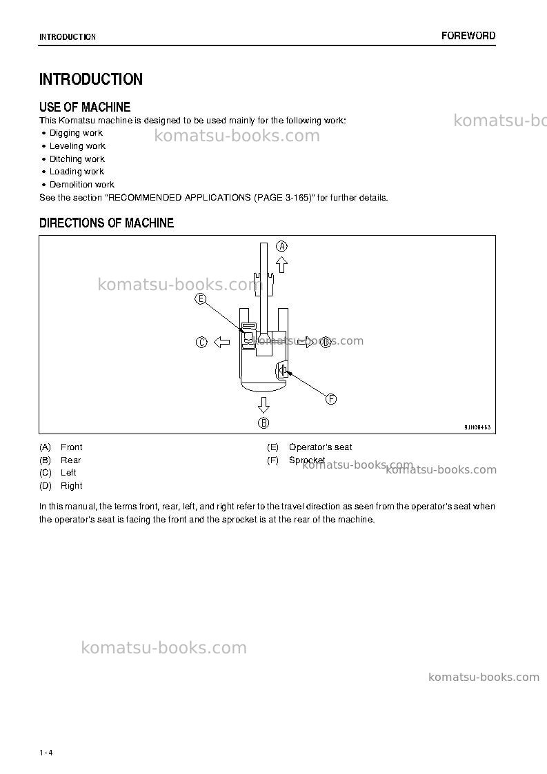 Komatsu pc450-8jpn-work equipment grease 500h Operation manual cover Page 5 Komatsu pc450-8jpn-work equipment grease 500h Operation manual cover Page 5