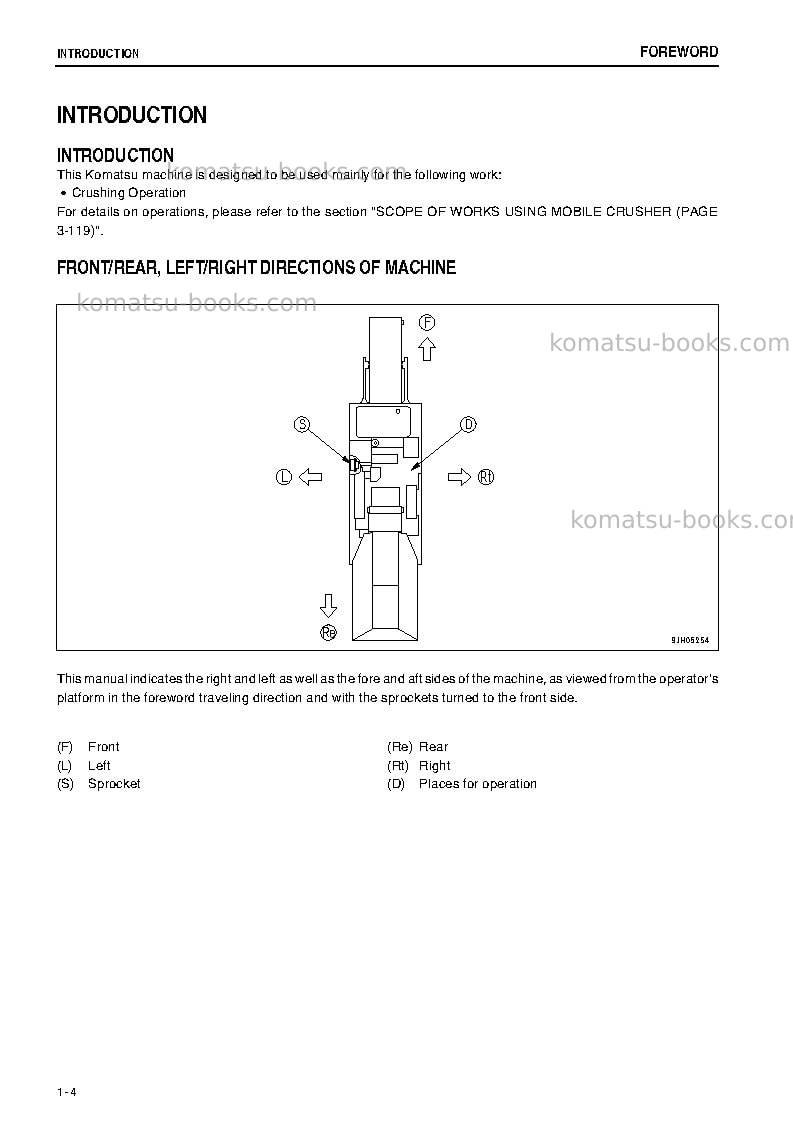 Komatsu br380jg-1jpn-e0 Operation manual cover Page 5 Komatsu br380jg-1jpn-e0 Operation manual cover Page 5