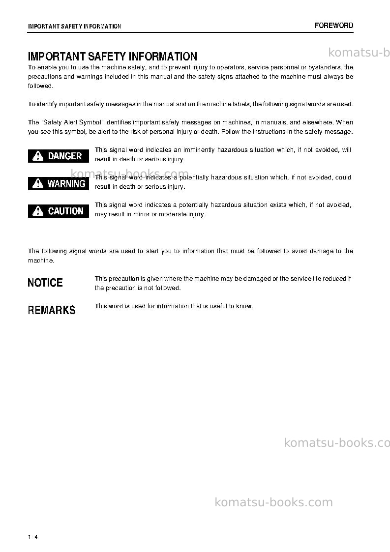 Komatsu d65px-15jpn-e0 Operation manual cover Page 5 Komatsu d65px-15jpn-e0 Operation manual cover Page 5