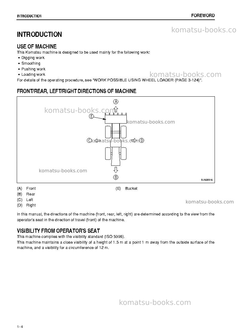 Komatsu wa250-6jpn-for n. america Operation manual cover Page 5