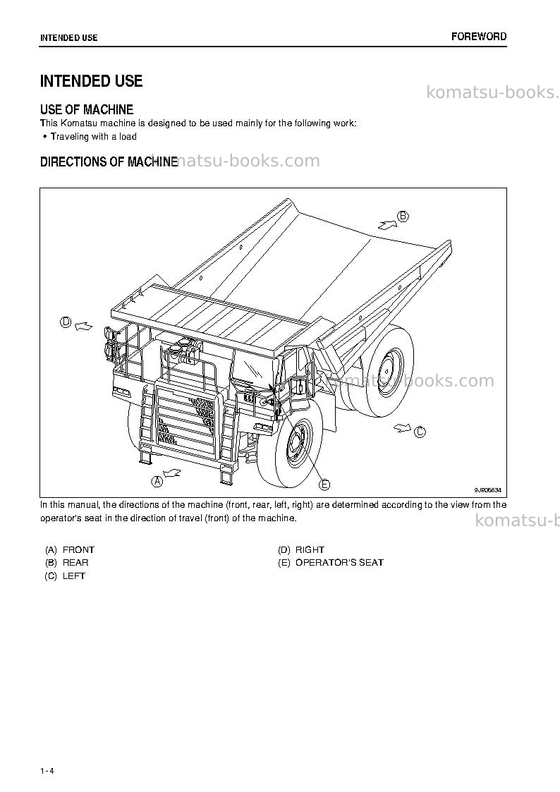 Komatsu hd785-7jpn Operation manual cover Page 5