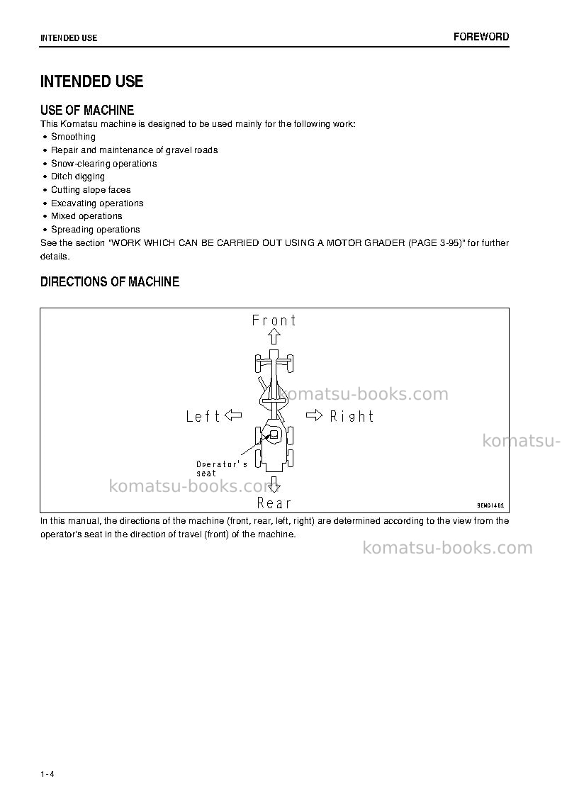 Komatsu gd655-3jpn-e0 Operation manual cover Page 5 Komatsu gd655-3jpn-e0 Operation manual cover Page 5