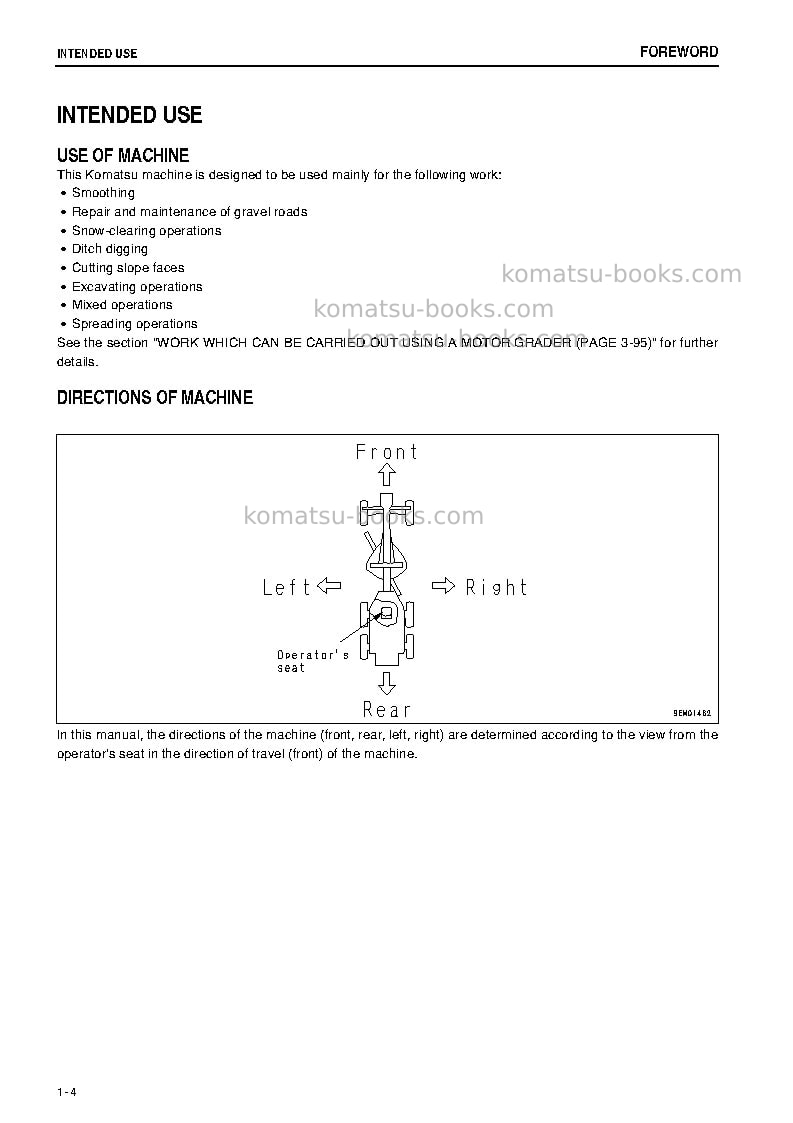 Komatsu gd675-3jpn-e0 Operation manual cover Page 5 Komatsu gd675-3jpn-e0 Operation manual cover Page 5
