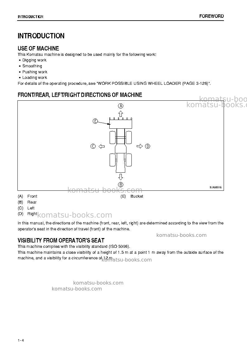 Komatsu wa250-6jpn-for n. america Operation manual cover Page 5 Komatsu wa250-6jpn-for n. america Operation manual cover Page 5