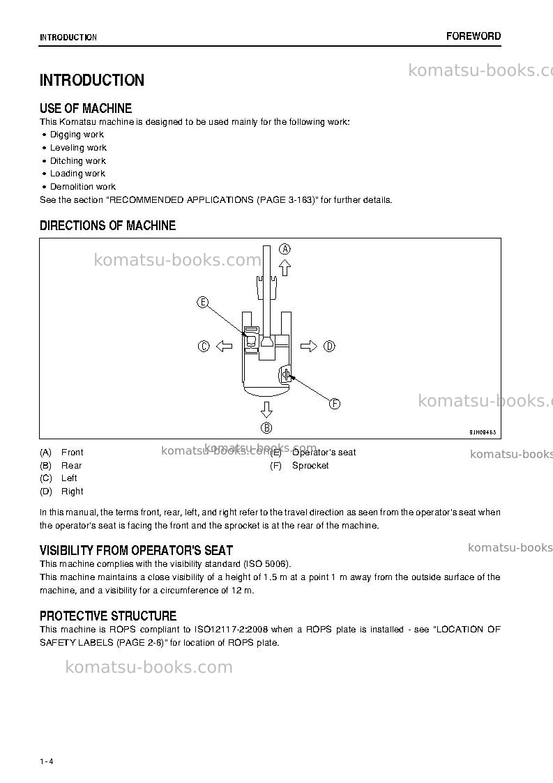 Komatsu pc78us-8jpn Operation manual cover Page 5 Komatsu pc78us-8jpn Operation manual cover Page 5
