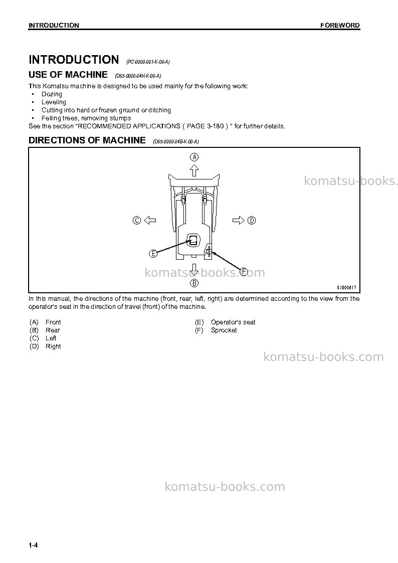 Komatsu d65ex-17jpn Operation manual cover Page 5 Komatsu d65ex-17jpn Operation manual cover Page 5