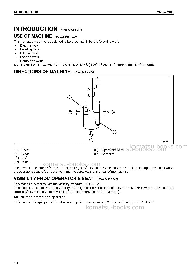 Komatsu pc290lc-10jpn Operation manual cover Page 5 Komatsu pc290lc-10jpn Operation manual cover Page 5