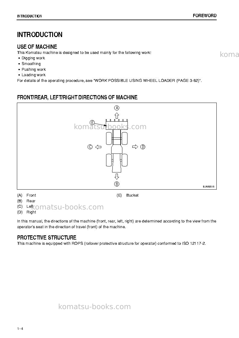 Komatsu wa50-6jpn Operation manual cover Page 5 Komatsu wa50-6jpn Operation manual cover Page 5