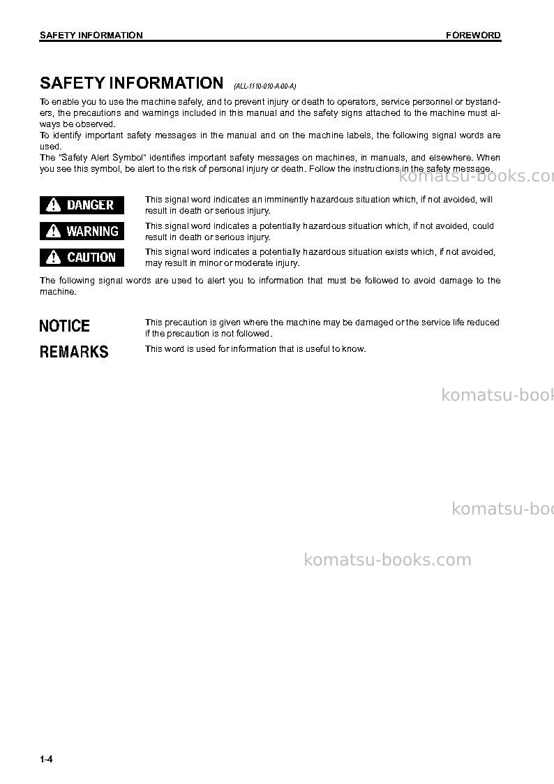 Komatsu d37ex-23jpn Operation manual cover Page 5 Komatsu d37ex-23jpn Operation manual cover Page 5