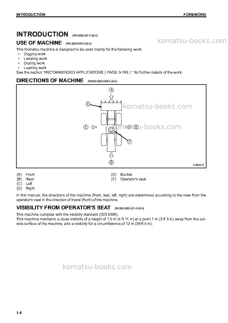 Komatsu wa270-7jpn Operation manual cover Page 5 Komatsu wa270-7jpn Operation manual cover Page 5
