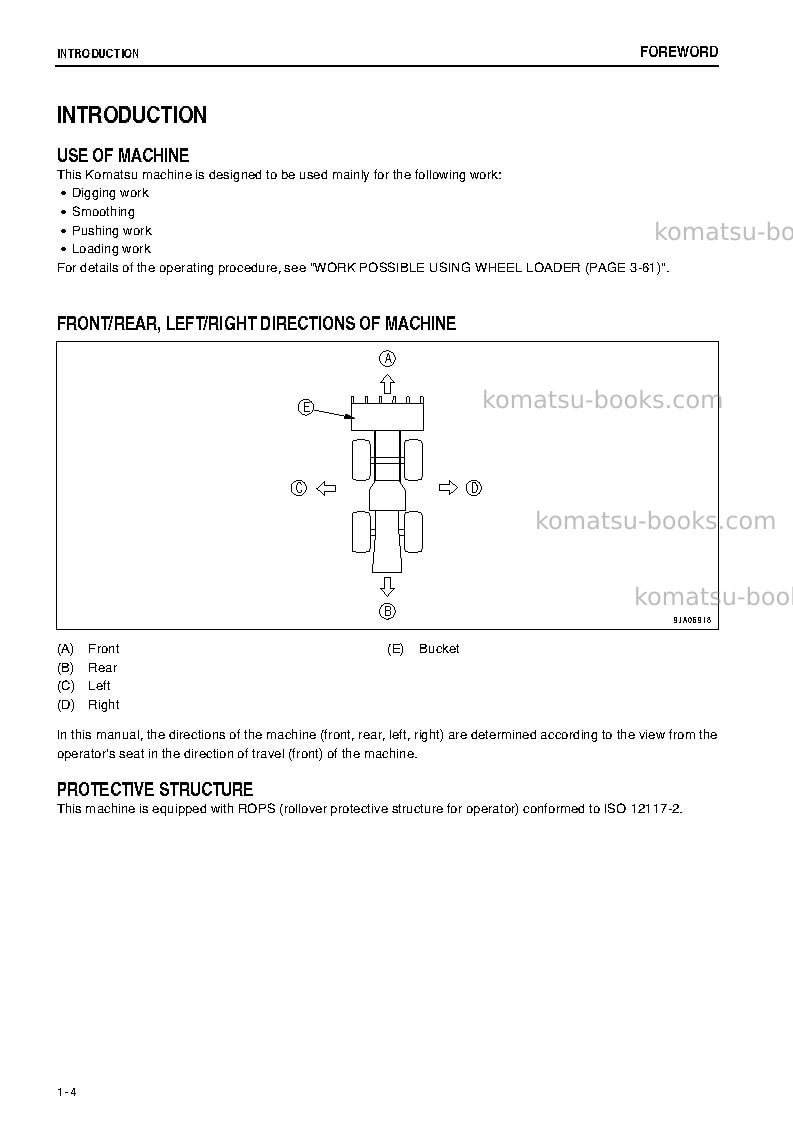 Komatsu wa50-6jpn Operation manual cover Page 5 Komatsu wa50-6jpn Operation manual cover Page 5