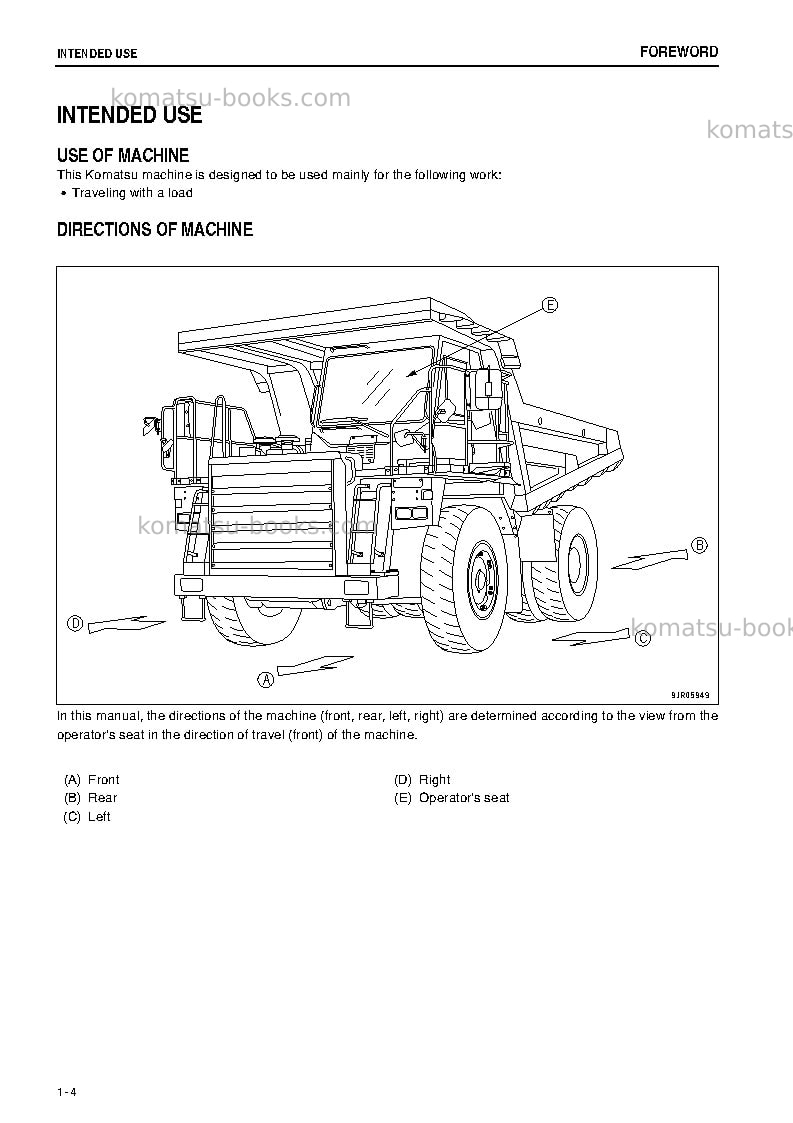 Komatsu hd405-7jpn Operation manual cover Page 5 Komatsu hd405-7jpn Operation manual cover Page 5