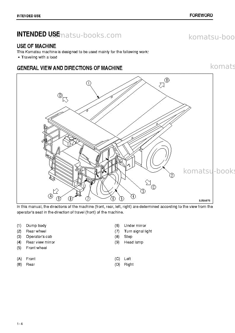 Komatsu hd605-7jpn-e0 Operation manual cover Page 5 Komatsu hd605-7jpn-e0 Operation manual cover Page 5