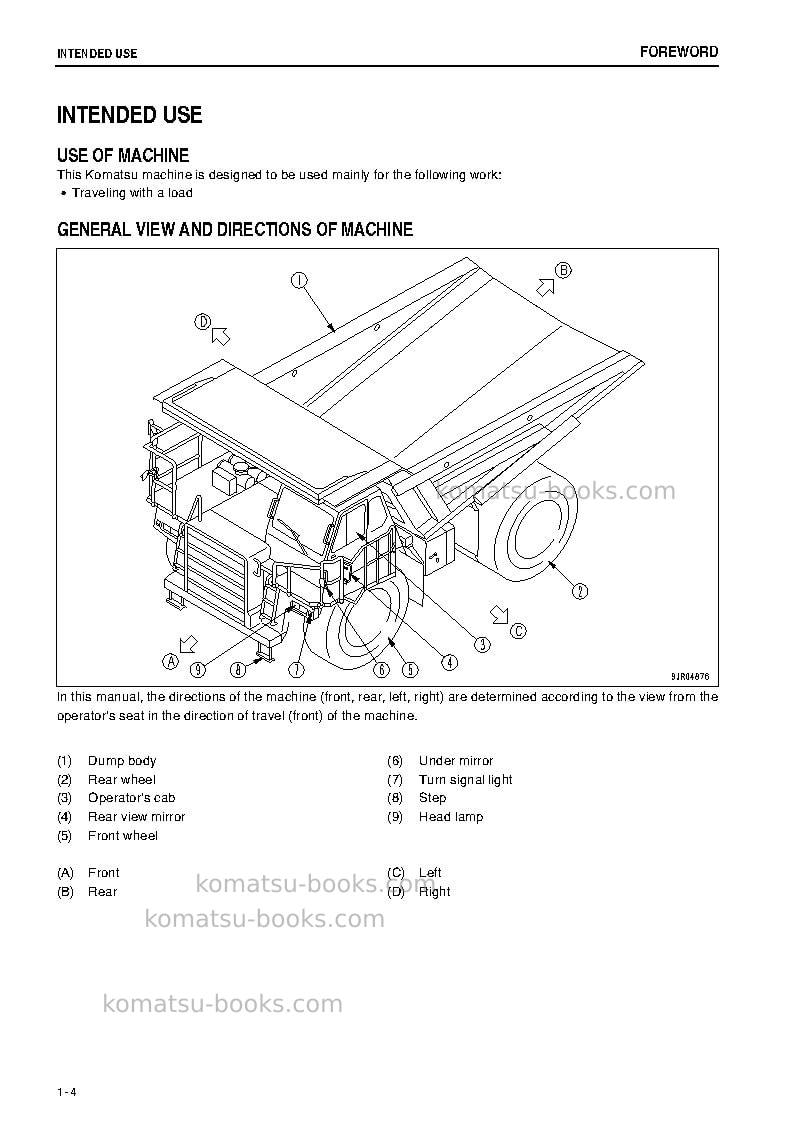 Komatsu hd465-7jpn-e0 Operation manual cover Page 5 Komatsu hd465-7jpn-e0 Operation manual cover Page 5