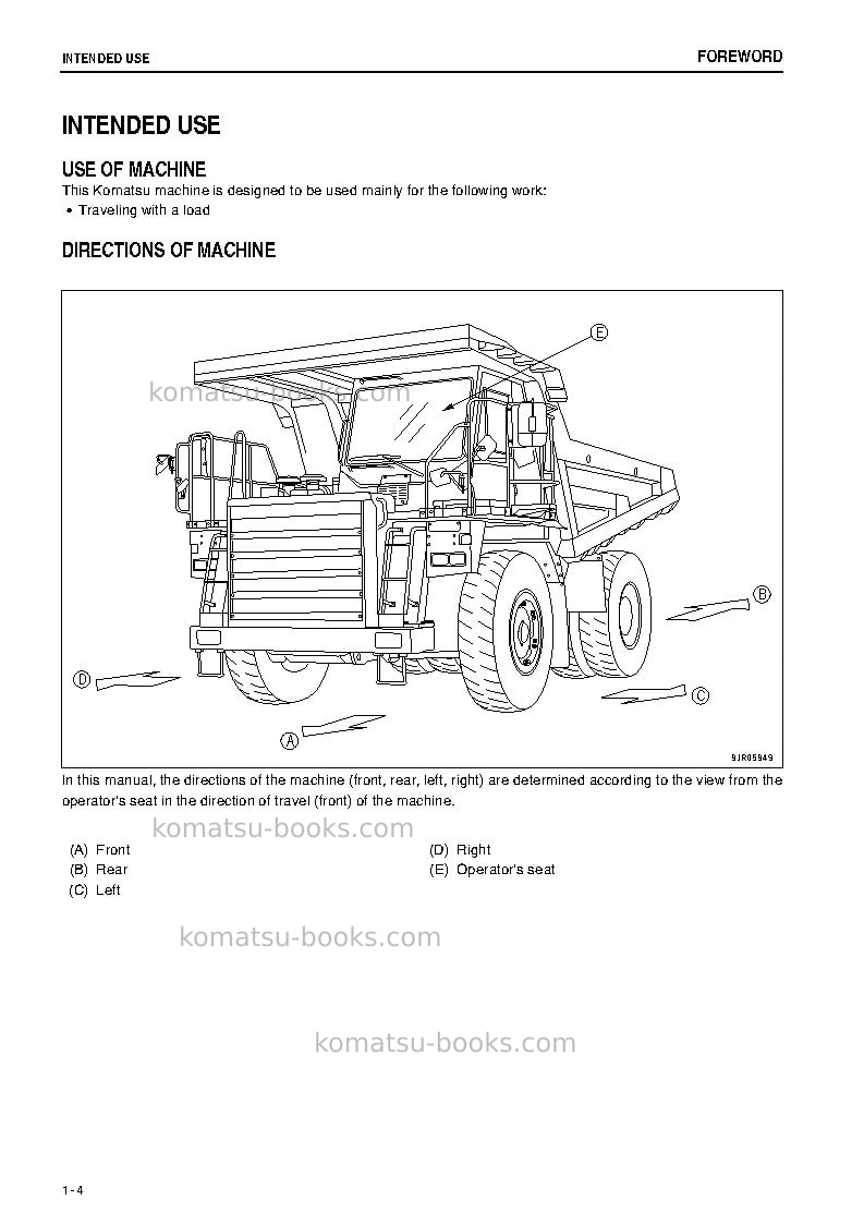 Komatsu hd405-7jpn Operation manual cover Page 5 Komatsu hd405-7jpn Operation manual cover Page 5